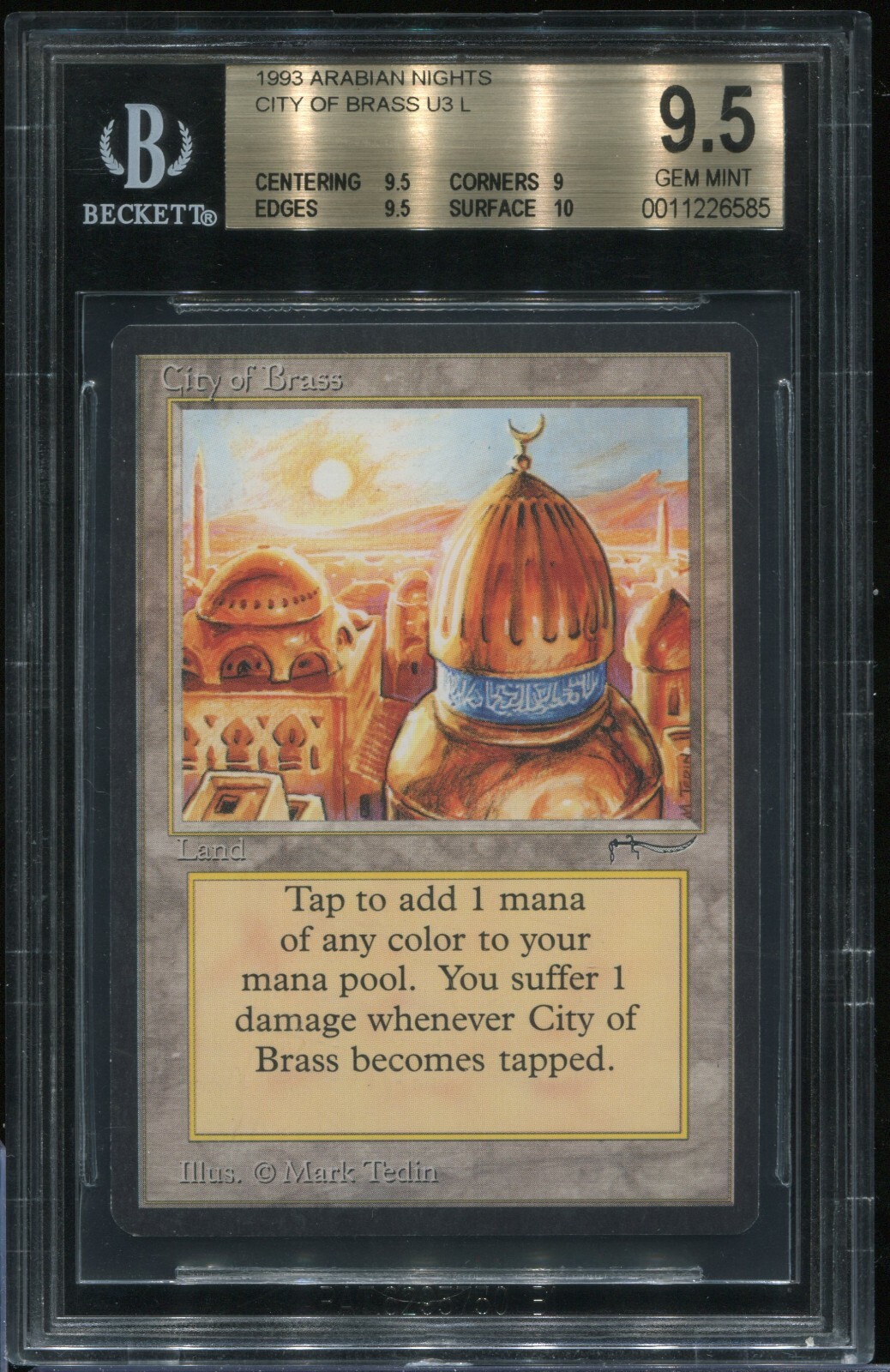 City of Brass Arabian Nights BGS 9.5  Gem Mint  Graded MTG magic   #2996