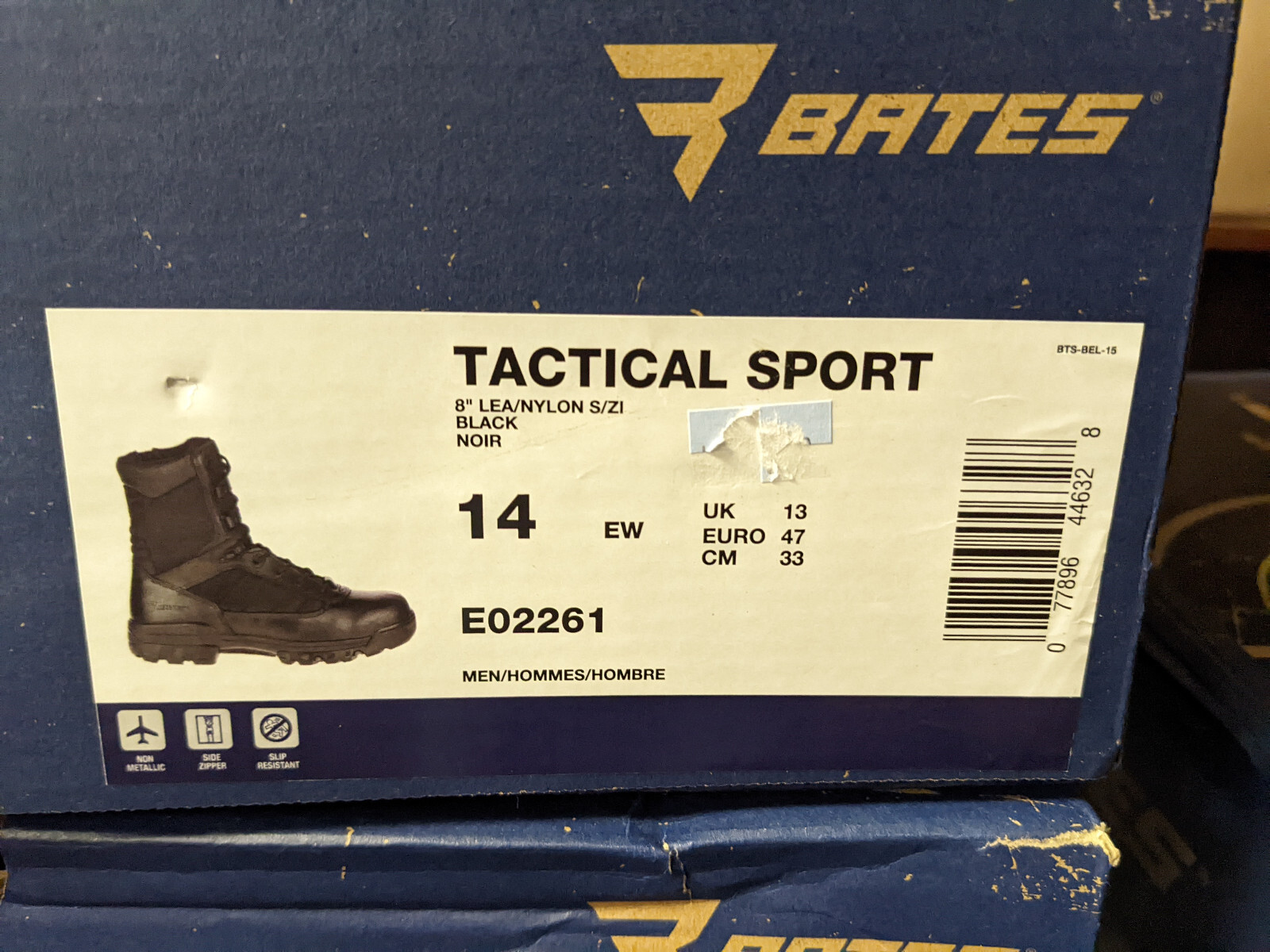 Bates Men's 8" Tactical Sport Hot Weather Side Zip Military Boot [Black