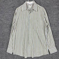 Lacoste Button Down Shirt Mens 42 Long Sleeve Plaid Alligator Stripe