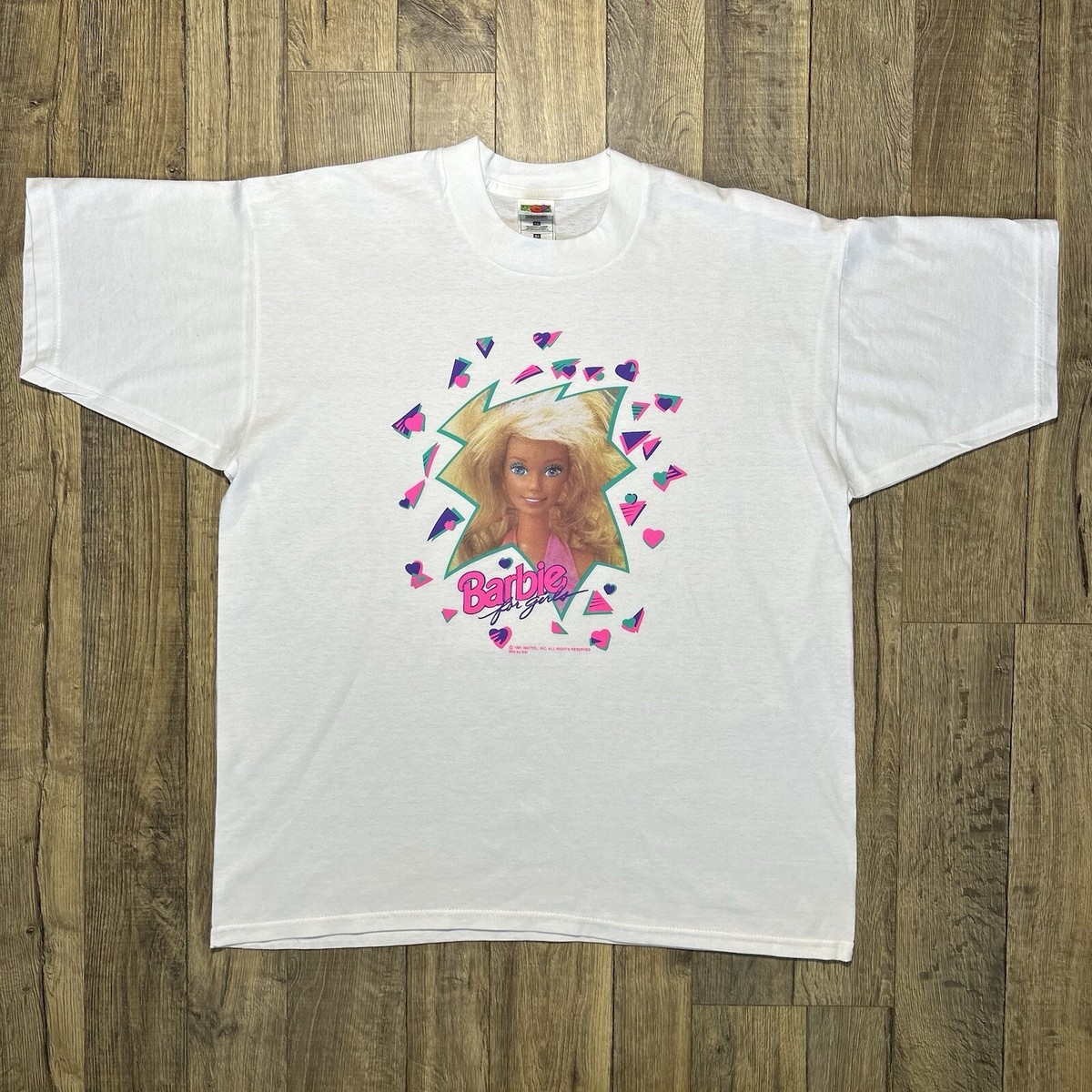 極美品 VINTAGE ヴィンテージ 90&#39;s Barbie Doll バービー人形 Tシャツ サイズL 1991年 ホワイト マテル社 中古 4b001550 極美品 VINTAGE ヴィンテージ 90's Barbie Doll バービー人形 T