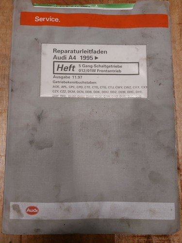 Reparaturleitfaden 5 Gang Schaltgetriebe 012 / 01W Frontantrieb Audi A4 1995 >