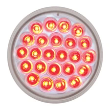 4" pearl grand general light led red/clear lens universal rubber grommet mount
