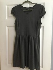 Madewell Knit Ponte Cap Sleeve Gray Dress Women's Small Pockets Stretch