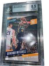 Donovan Mitchell Rookie Card NBA Basketball 2017 Panini Prestige Beckett 8.5 NM. rookie card picture