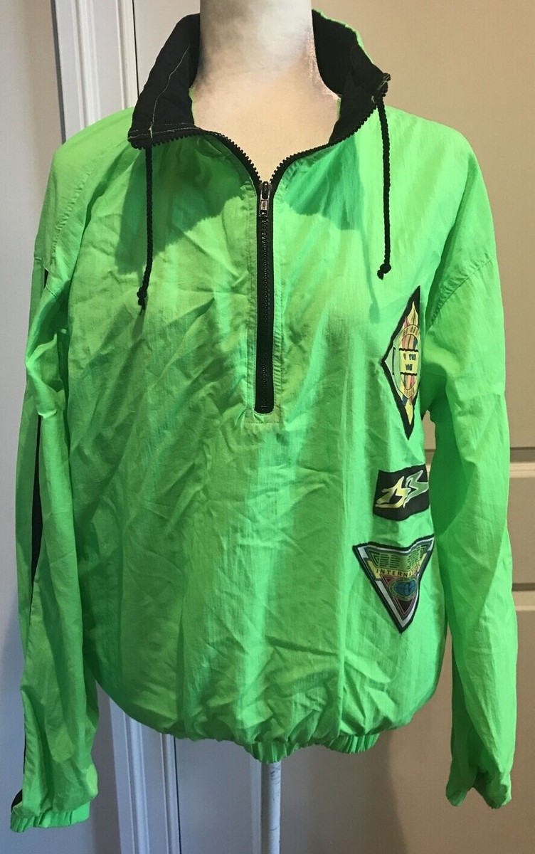 City Limits Large BB Surf International Pullover Jacket Neon