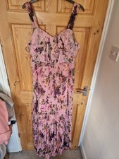 Womens ASOS Pink Flower Print Summer Party Maxi Dress Size 14 Occasion Evening