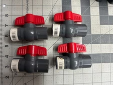 4-pack lot Mueller PVC Pipe Fitting Solvent Slip Ball Valve Gray 1/2 " 107-603
