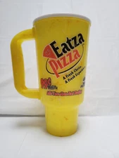 WHIRLEY 2004 Eatza Pizza Yellow 32oz Plastic Cold Mug Travel w/Handle No LId