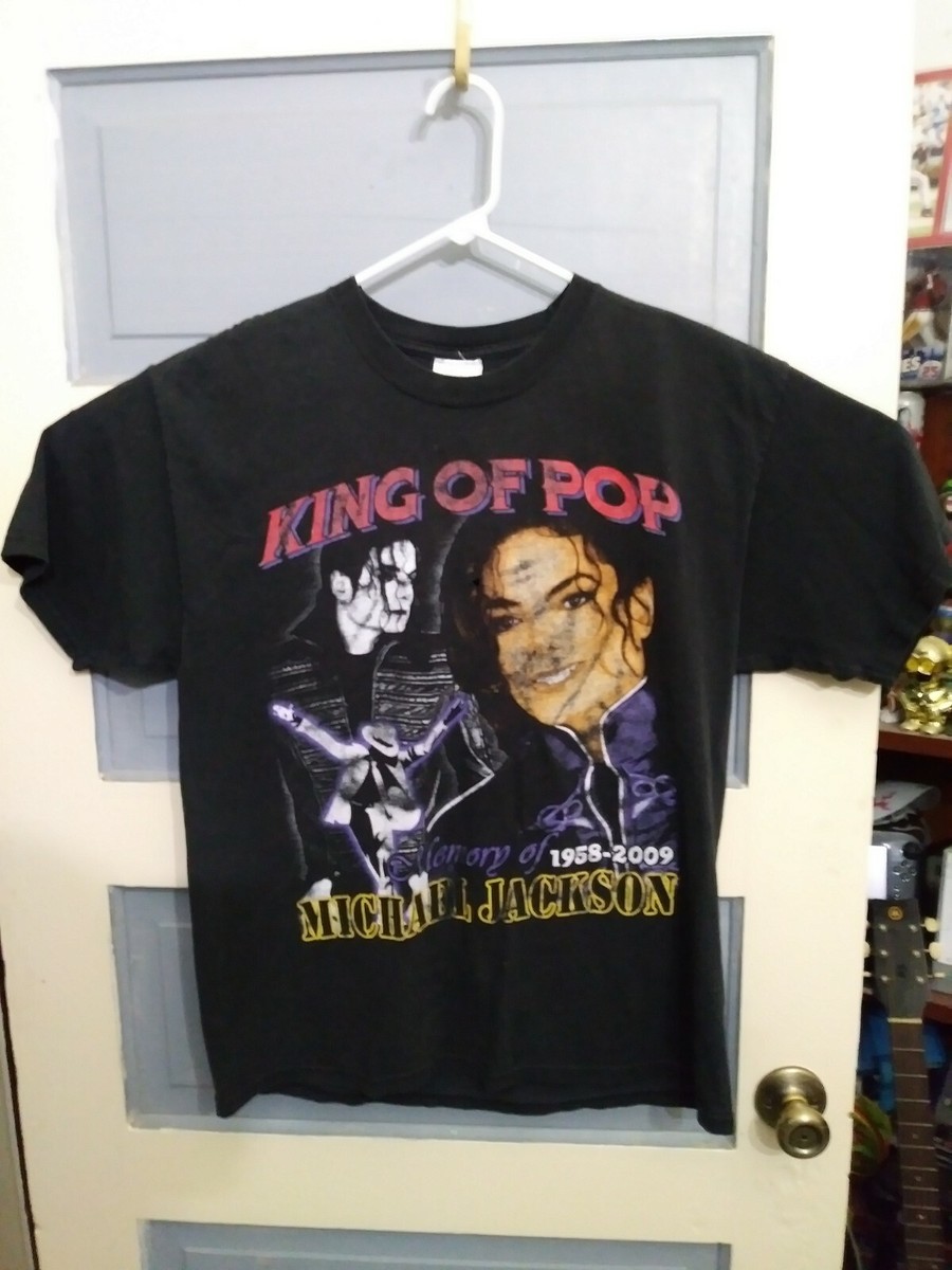 King Of Pop Michael Jackson In Memory 1958-2009 Black Large Shirt