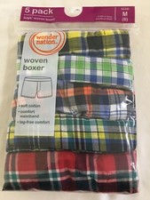 New Wonder Nation Boys Woven Boxer Underwear 5pair/pack Plaid 10/12, 14/16, 18