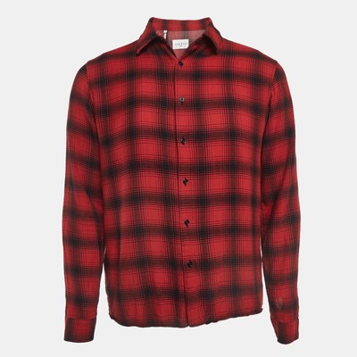 Sandro Red Plaid Cotton Long Sleeve Shirt M