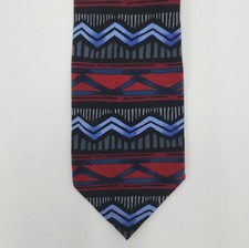 Grateful Dead At The Edge Gray Blue Red Abstract Pattern Silk Tie Made in USA