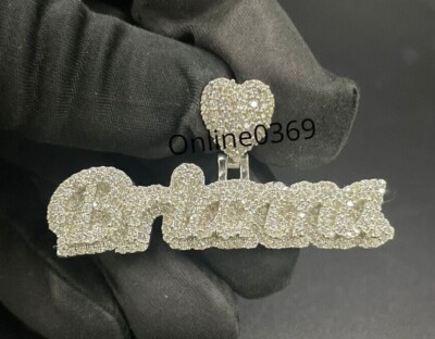 Custom Brianna Name Pendant with   Bail Men's Moissanite & Cubic Zirconia Silver