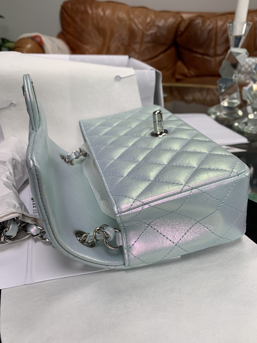 21K CHANEL Classic Mini Flap Bag Iridescent Pink Calfskin