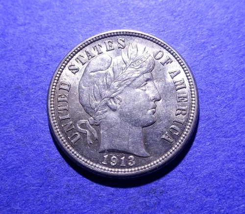 1913 Barber Dime  Ch. AU