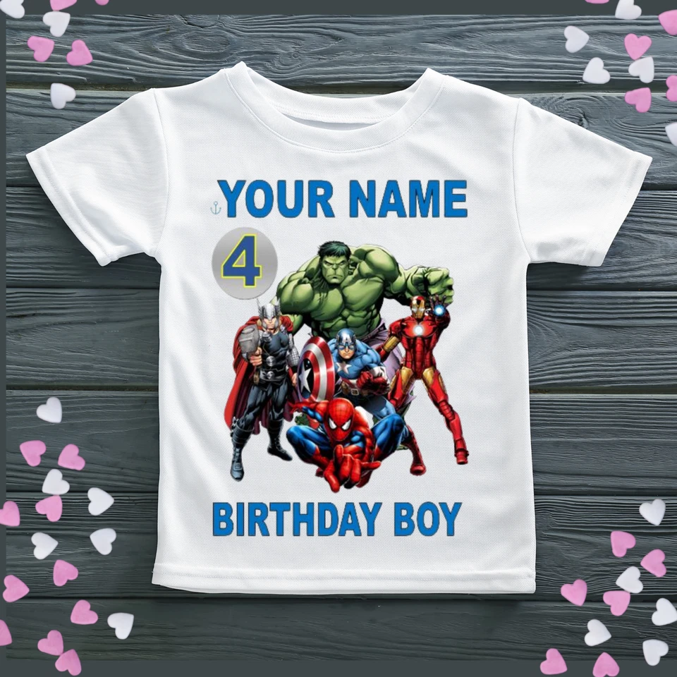 Avengers personalised birthday t-shirts