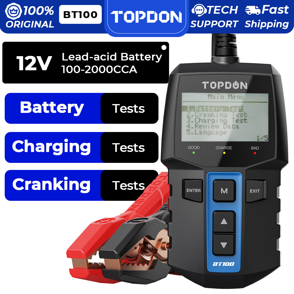 TOPDON BT100 12V Automotive Alternator Tester Digital Auto Battery