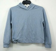 Z By Zella Womens Blue Solid Side Tie Long Sleeves Hoodie Pullover Sweatshirt L