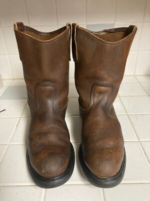 Vintage Red Wing Shoes Dark Brown Leather Boots work 9 Red Wing 4470 Steel Toe Brown Pull On Work Boots Mens 9 E | eBay main image 3