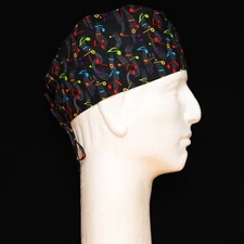 Tossed Music Notes Theme Scrub Hat