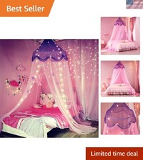 Bed Canopy with Lights,Bed Canopy for Girls Canopy Bed Curtains Girls Bedroom...