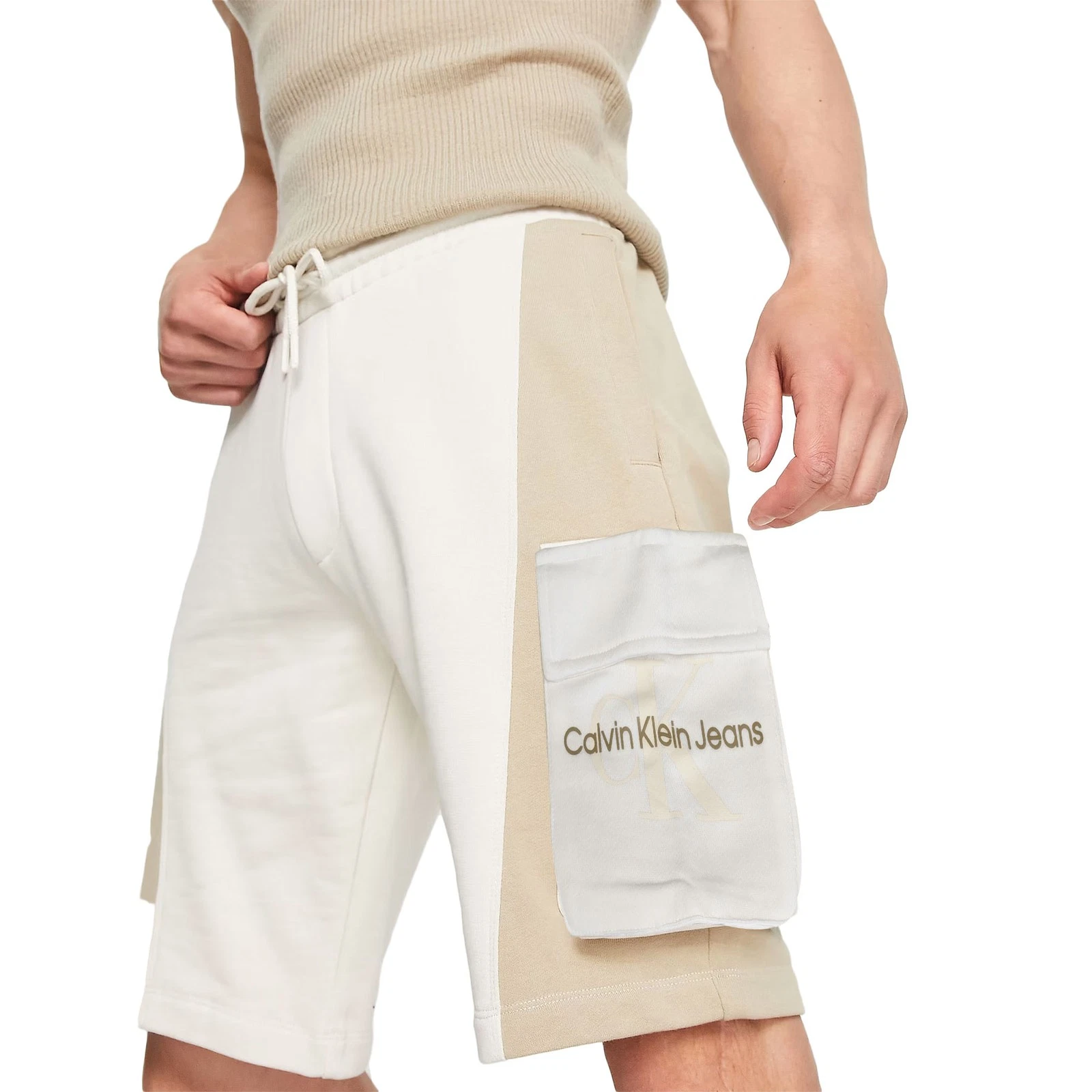 Calvin Klein Jeans Mens Shorts Monogram Jersey Elasticated Summer Half Pants New