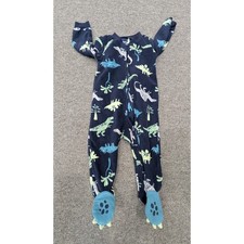 Carters Just One You 9M Navy Blue Dinosaur Fleece Footed Pajamas Sleeper