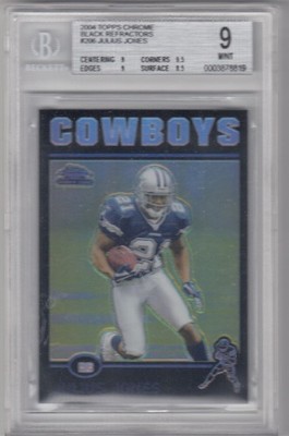 2004 Julius Jones Topps Chrome BLACK ROOKIE REFRACTOR Parallel /100 - #206 BGS 9