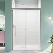 44"-48"W 72" H Semi-Frameless Double Sliding Shower Door, Bypass Shower Door,
