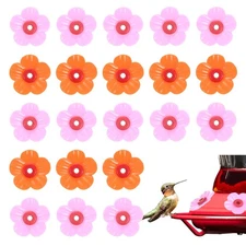 32-Pack Hummingbird Feeder Replacement Flowers, Plastic Part [Rose Pink, Orange]