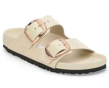 BIRKENSTOCK ARIZONA BIG BUCKLE EXQUISITE HIGH SHINE ECRU ROSE GOLD BUCKLES 39 L8