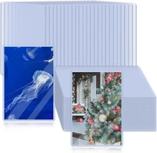 50 Pack 4" x 6" Rigid Print Protectors, Clear Waterproof Hard Plastic Page Sh...