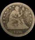 1876 CC Seated Liberty Quarter