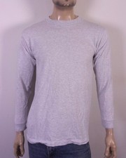 vintage 90s 00s Y2K Bayside USA Made Long Sleeve Heather Gray T-Shirt SZ M