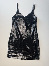 $277 Michael Kors Women's Black Sequined V-Neck Sleeveless Tank Dress Size Small