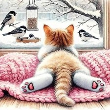 Cat Diamond Art Kits for Adults, Diamond Painting Kits for Beginner, 5D DIY roun