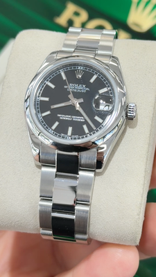 Rolex Datejust 31 178240 Midsize Black Stick Dial Stainless Steel