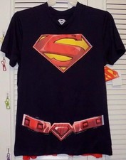 DC Comics SUPERMAN T-SHIRT W/Detchable CAPE Costume TEE Men's XL NWT