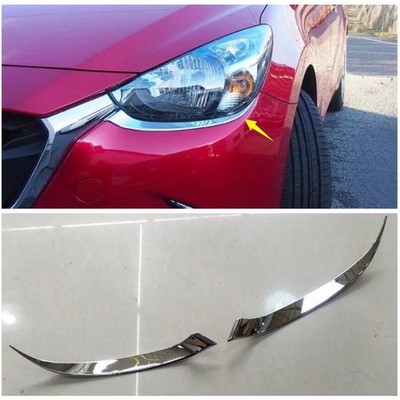 Chrome Headlight Trim For Mazda 2 Demio 2015 - 2021 Head Light Strip Accessories