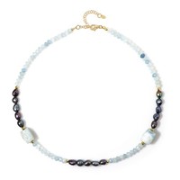 Cavill Halskette Riya 925 Silber Vergoldet Aquamarin 82,62Ct Blau