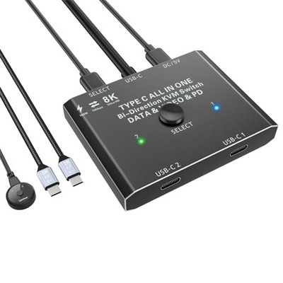 camgeet USB-C Switch bidirektional 8K 10Gbps 100W mit Kabel Remote