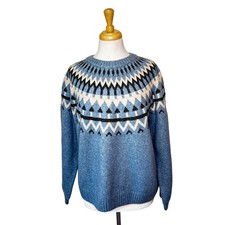 HANNA ANDERSSON Holiday Fair Isle Sweater Blue Size Large
