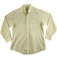 Brooks Brothers 346 Button Down Polo Shirt Mens 17-4/5 Yellow Check Slim Fit
