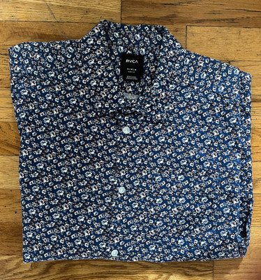 RVCA Flowered Slim Fit Short Sleeve Button up Shirt size M