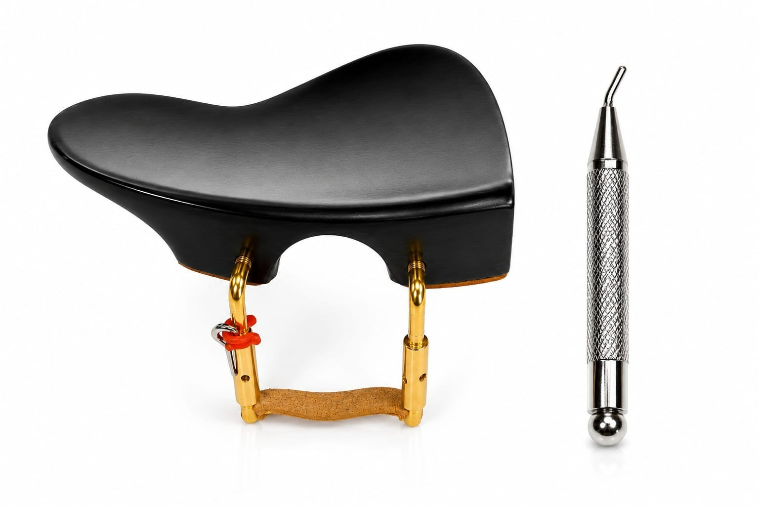 Ebony & Rosewood Flat Violin Chinrest – Gold or Silver Clamp (Includes Allen Key