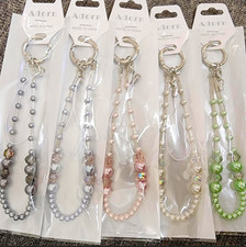 Adorn Beaded Key Chain Key Ring w/ Lobster Clasp, Silver Tone Metal, Assorted
