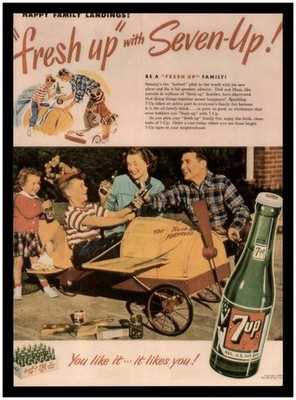 Postcard Humorous Drawing Cartoon Ad - 7Up Seven Up - Vintage Reproduction