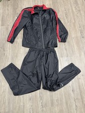 Vintage Y2k Nike Track Pant Suit Windbreaker Men Large Black Red 2-Pc Set Rare