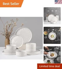 Dinnerware Sets 12-Piece Plates Bowls Set Stoneware Dishware For 4 Kitchen