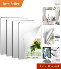 4 Pack Self Adhesive Acrylic Mirror, 6X 9 Inch Mirror Tiles,Flexible Plastic ...